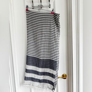 Weekend Max Mara ANDE COTTON & FLAXLINEN SCARF IN MIDNIGHT BLUE